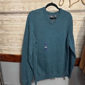 Men's Teal V-Neck Sweater